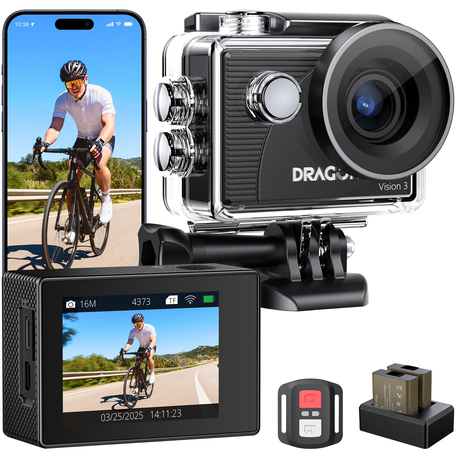 Video camera 4個セット　ジャンク Amazon.com : Dragon Touch 4K Action Camera - Vision 3 20MP